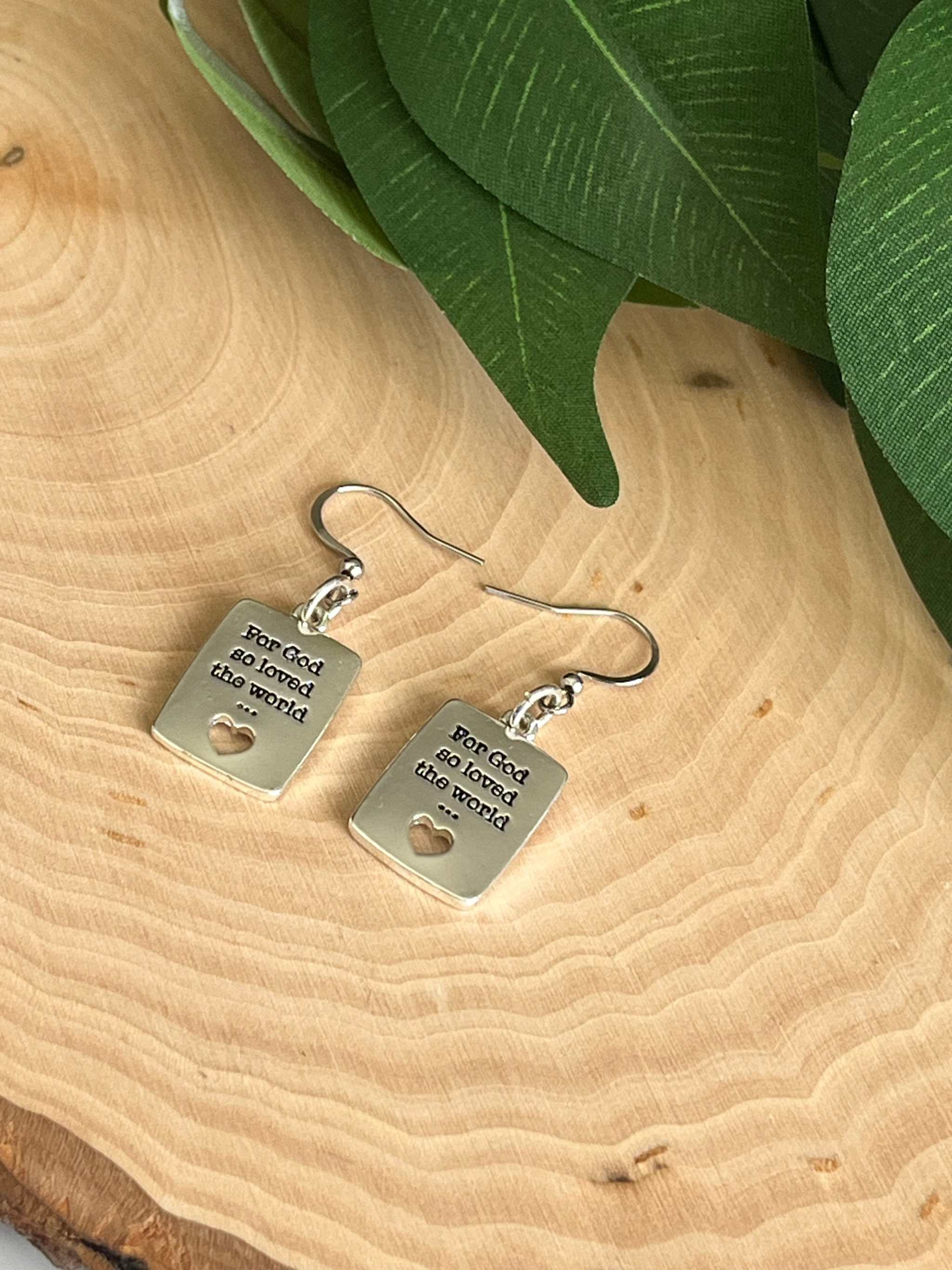 John 3:16 Faith Based Silver Earrings - Handmade Christian Jewelry