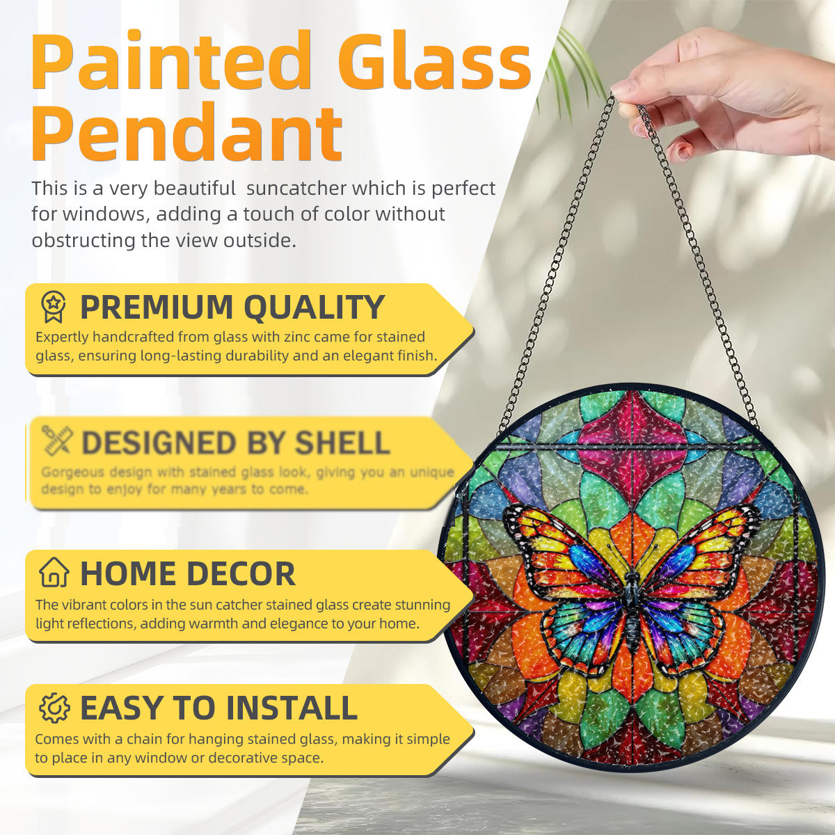 Stained Glass Colorful Butterfly Suncatcher Home Decor