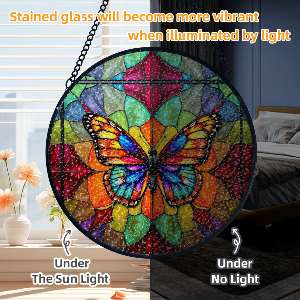 Stained Glass Colorful Butterfly Suncatcher Home Decor