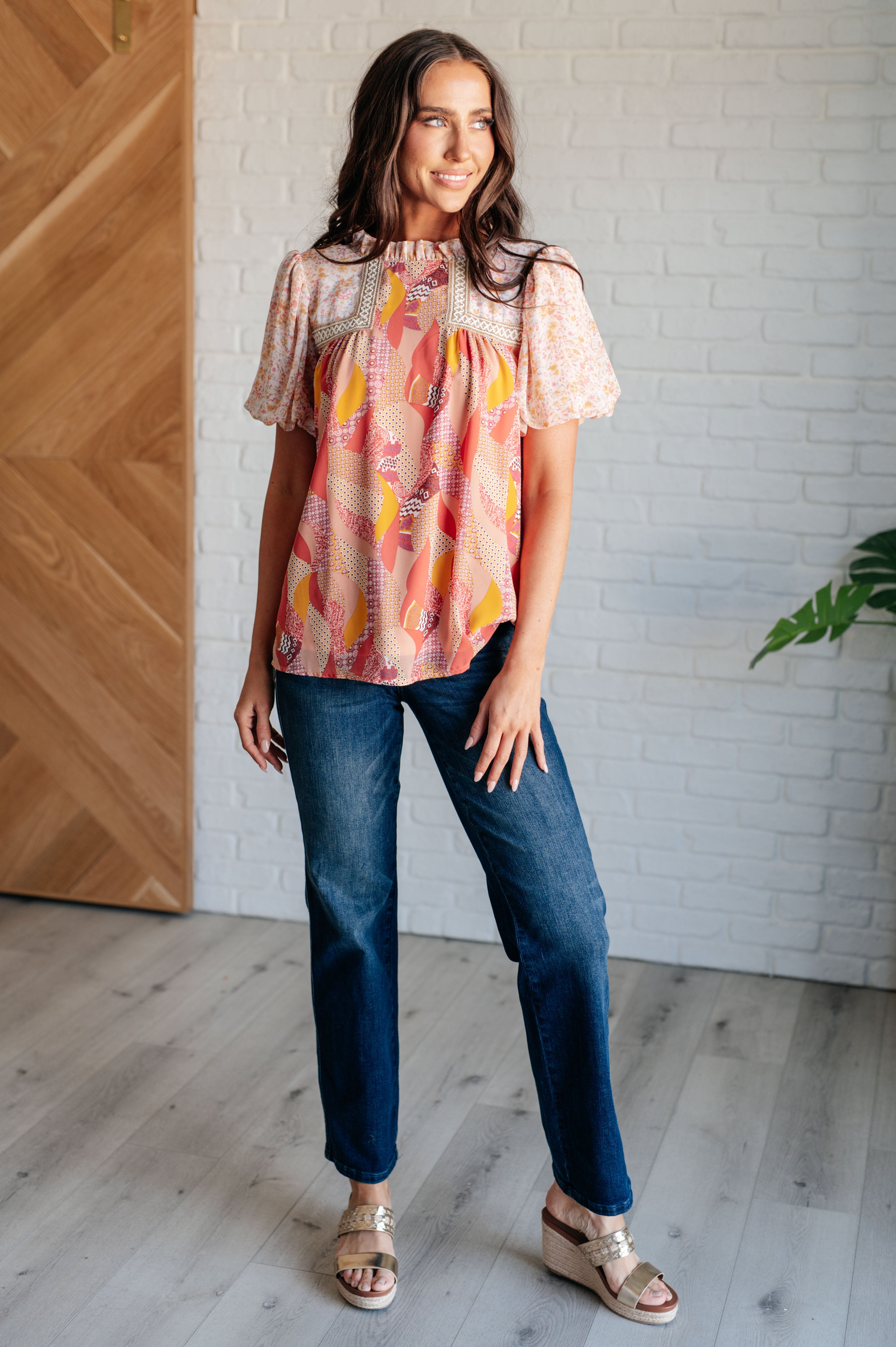 Day Dreamer Mixed Orange Floral Blouse