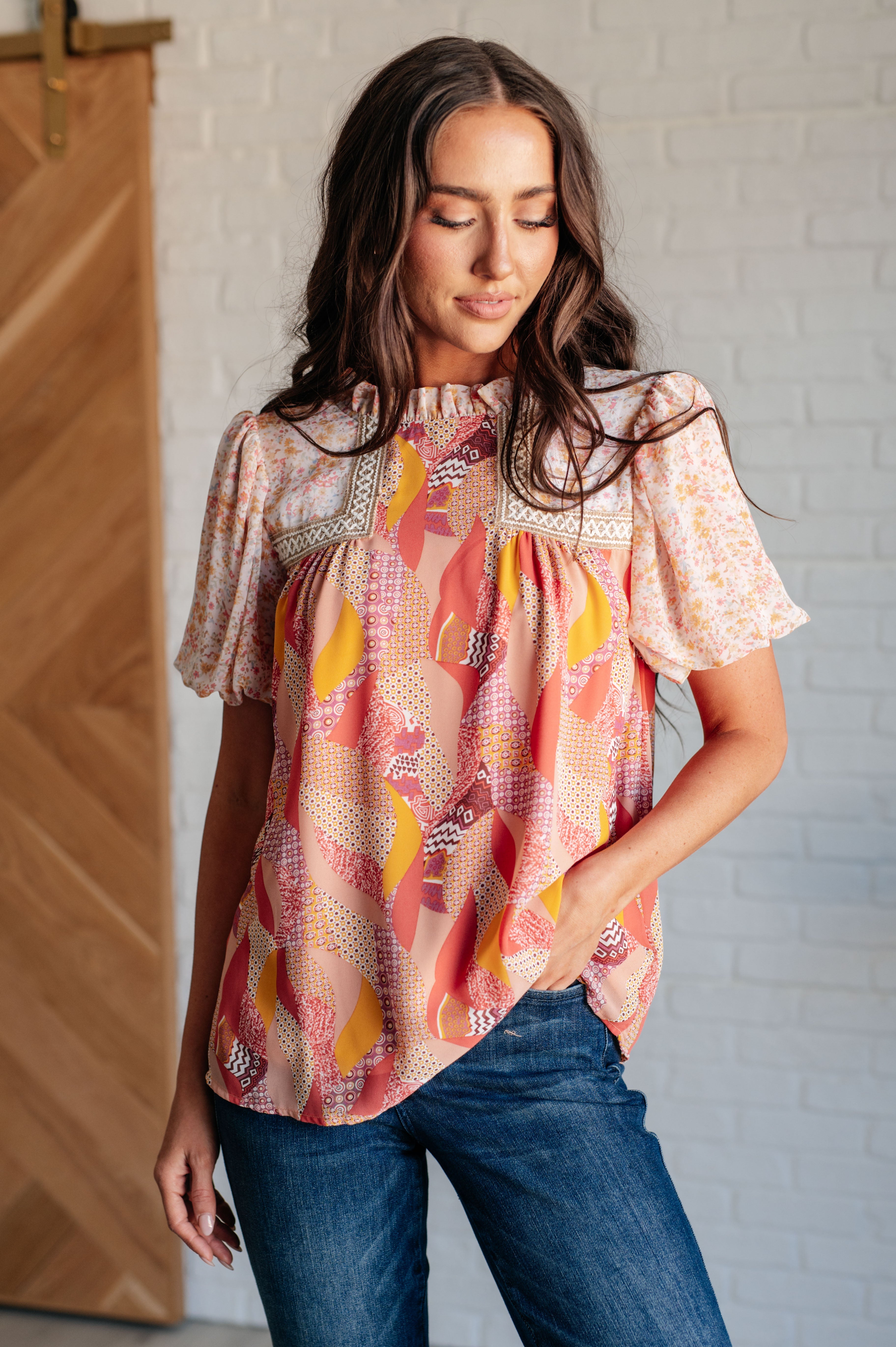 Day Dreamer Mixed Orange Floral Blouse