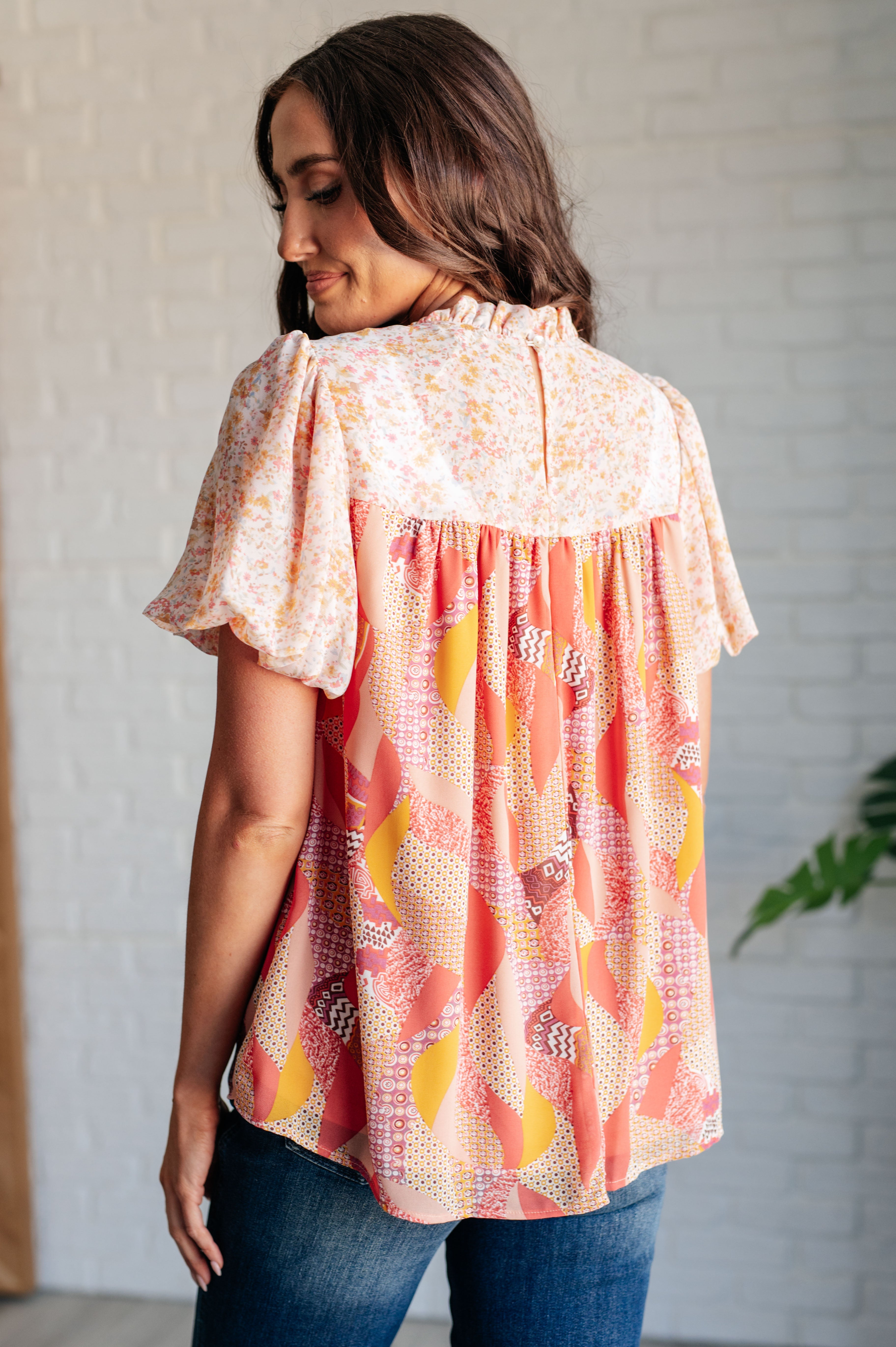 Day Dreamer Mixed Orange Floral Blouse