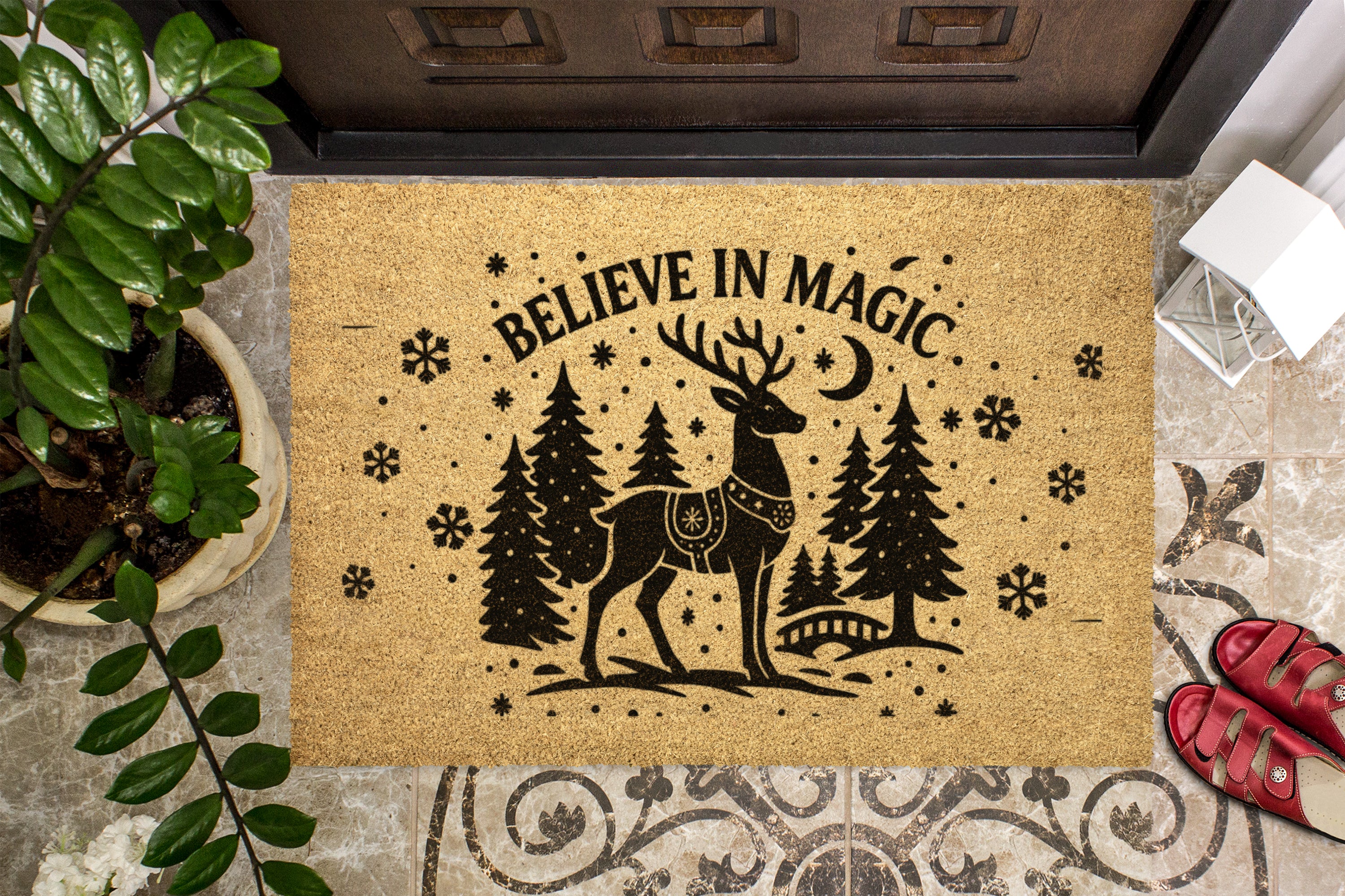 Believe in Magic Christmas Outdoor Bristle Doormat