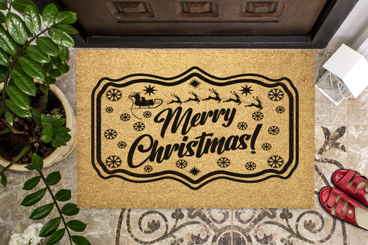 Framed Merry Christmas Outdoor Bristle Doormat