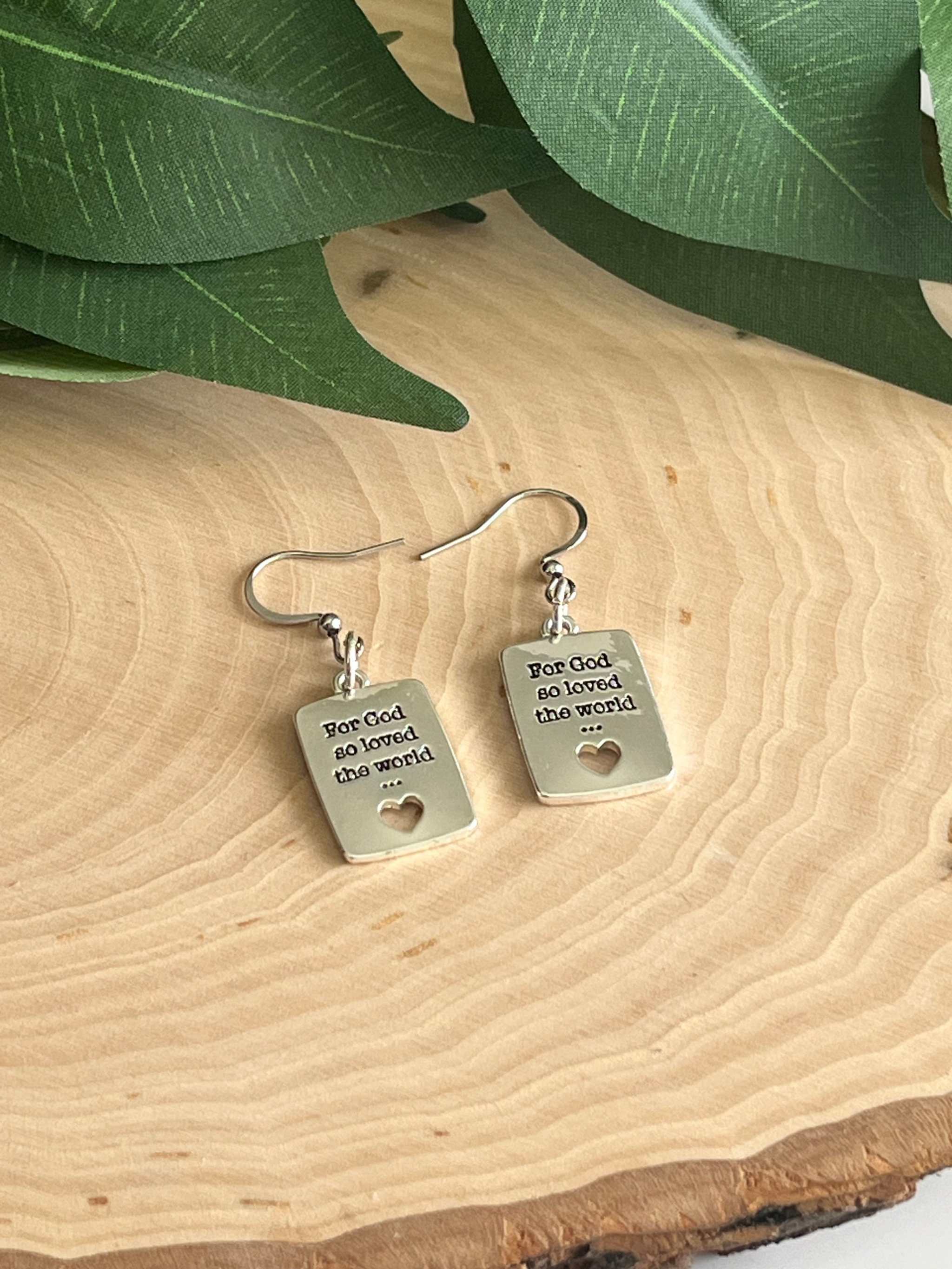 John 3:16 Faith Based Silver Earrings - Handmade Christian Jewelry