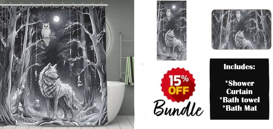 Ethereal Wolf in the Moonlight Bathroom Bundle
