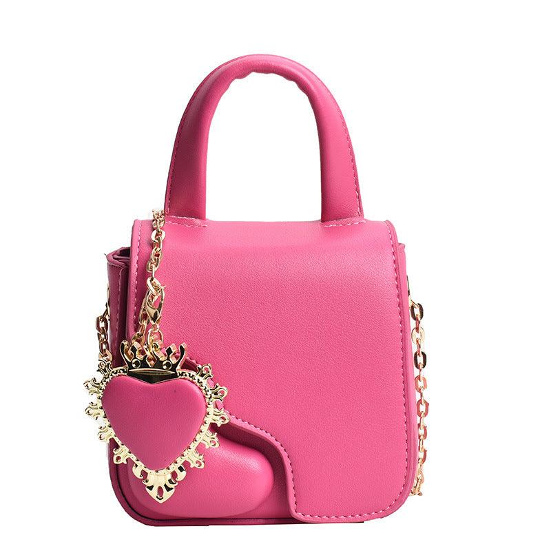 Heartfelt Charm Messenger Bag - Trendy Small Square Bag with Heart Charm
