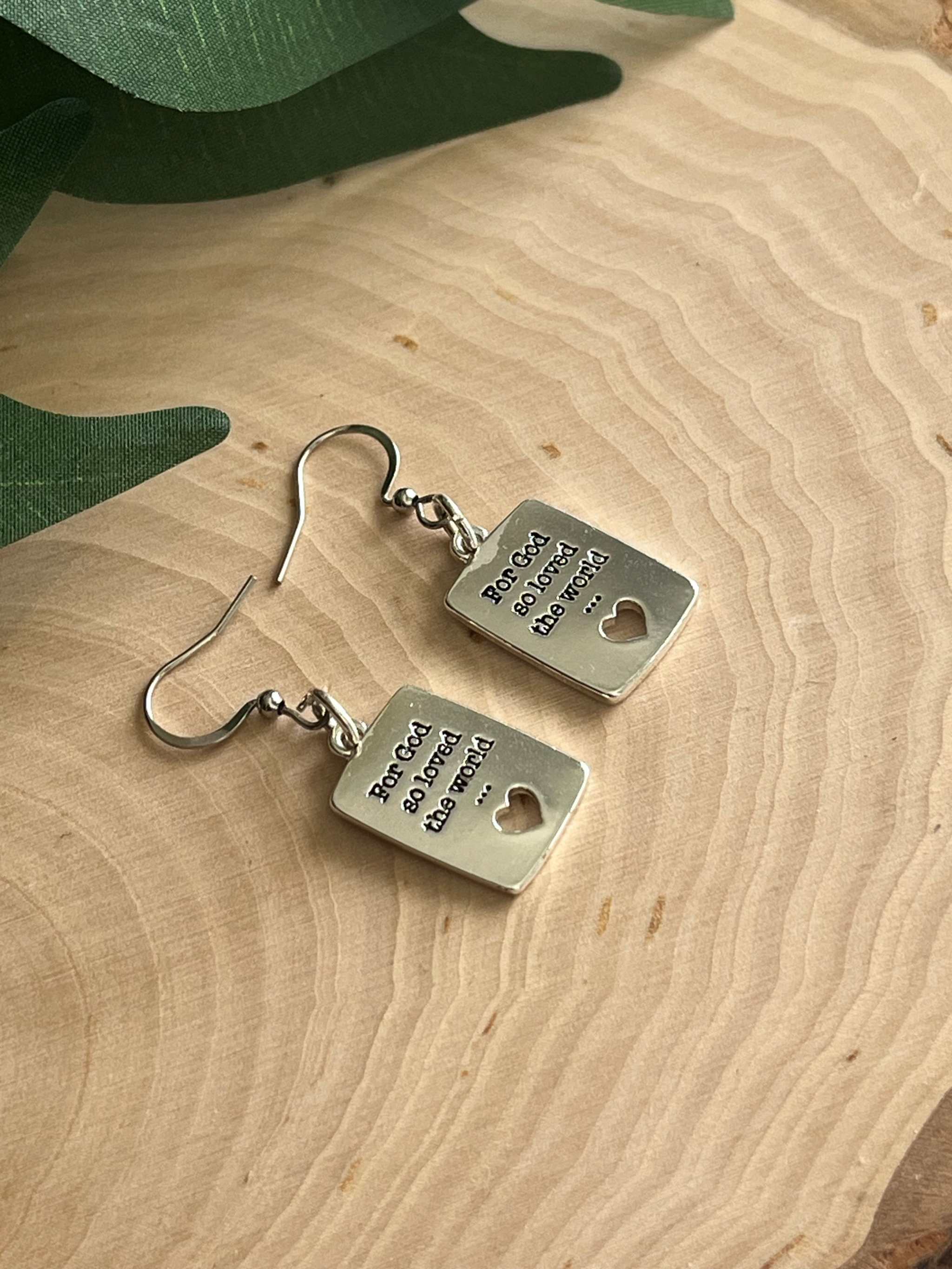 John 3:16 Faith Based Silver Earrings - Handmade Christian Jewelry