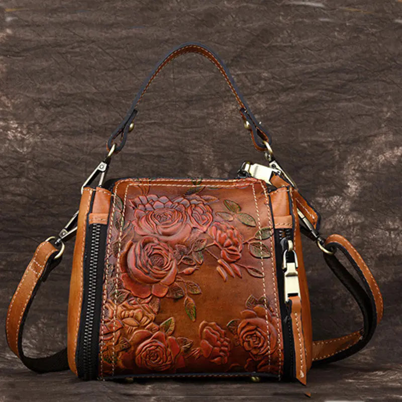 Genuine Leather Women's Handbag and Bucket Backpack