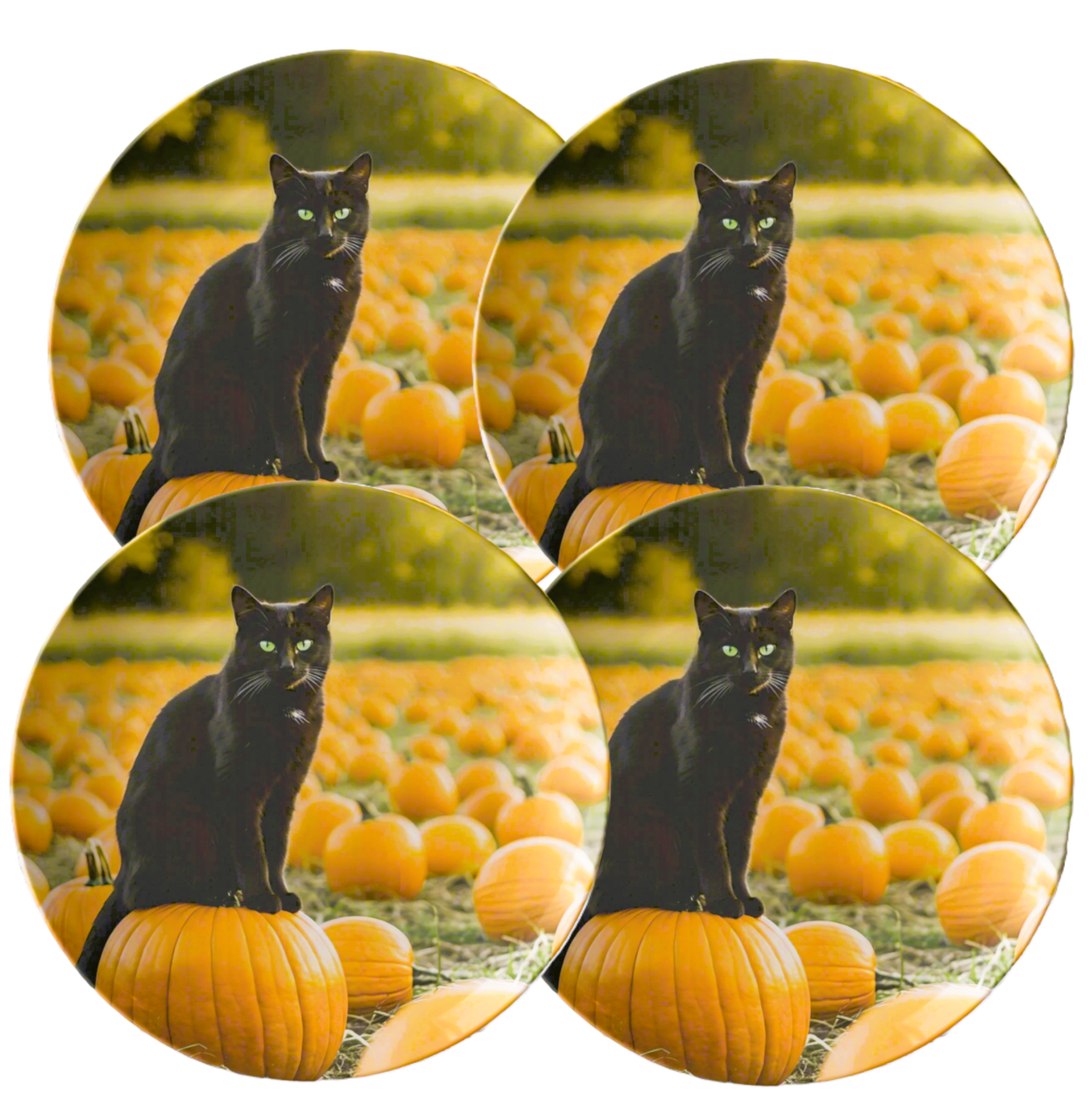 Black Cat in Pumpkin Patch Fall 10