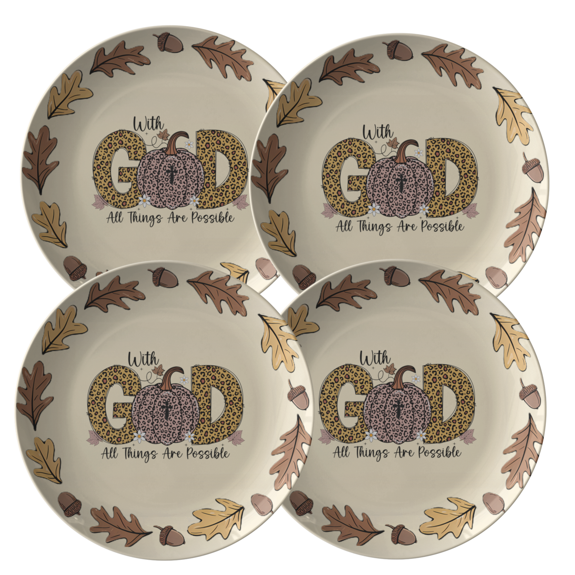 With God All Things Are Possible Fall Decor Dinner Plate - 10