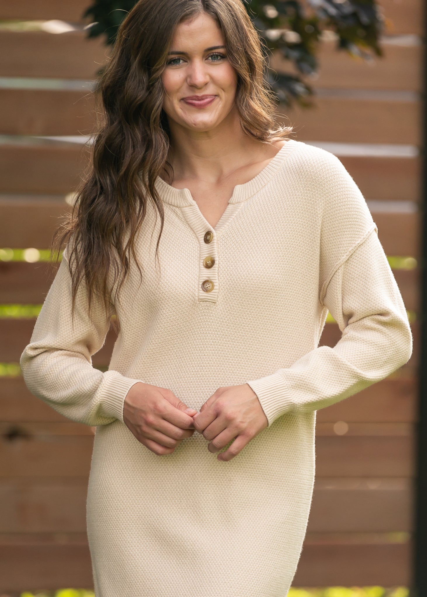 Fawna Henley Long Sleeve Maxi Dress