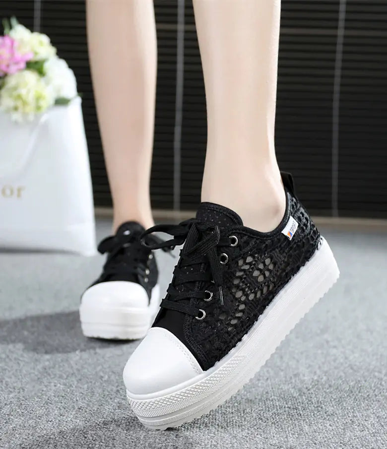Women's Elevated Casual Canvas Shoes with Breathable Mesh