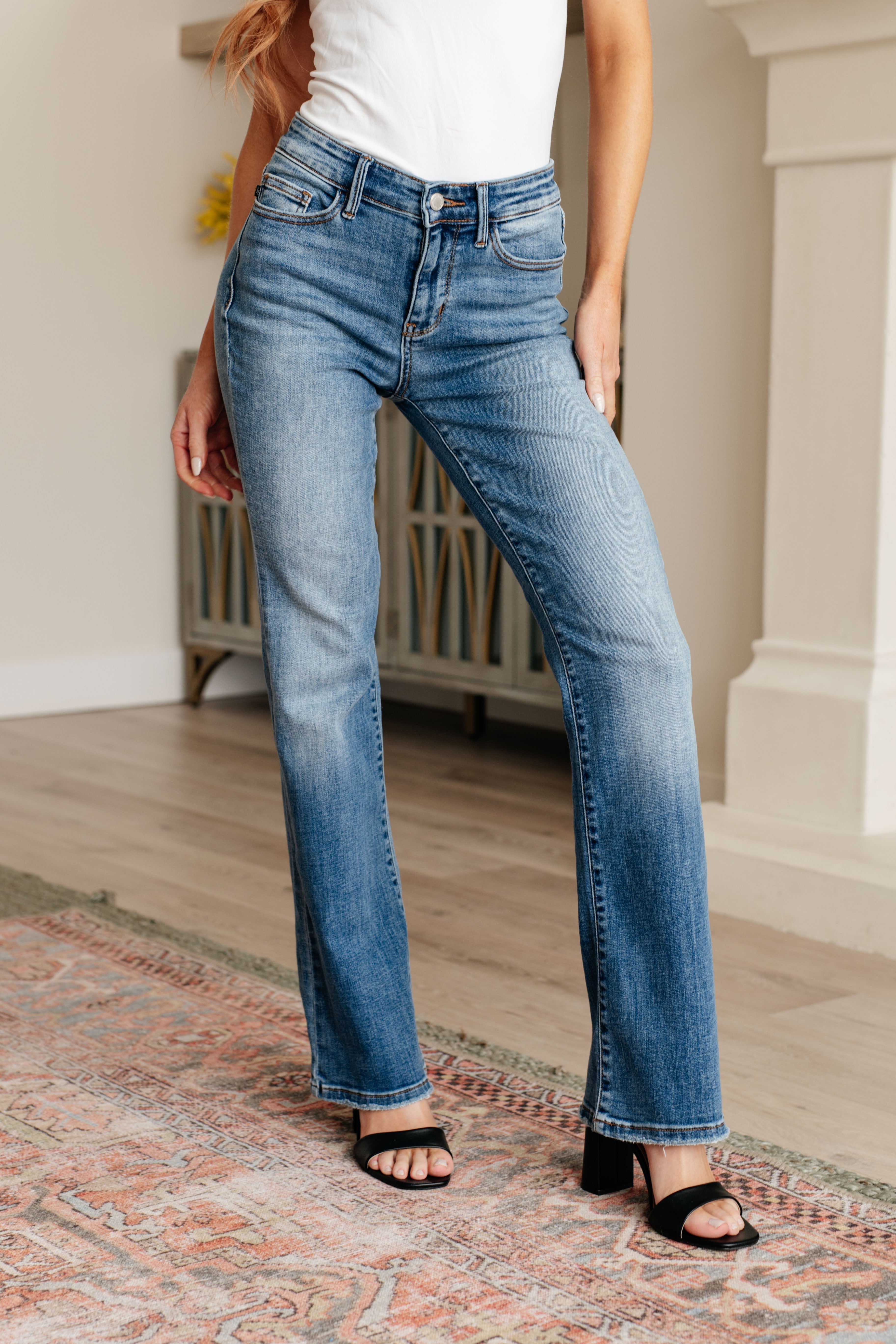 Genevieve Mid Rise Medium Wash Vintage Bootcut Jeans