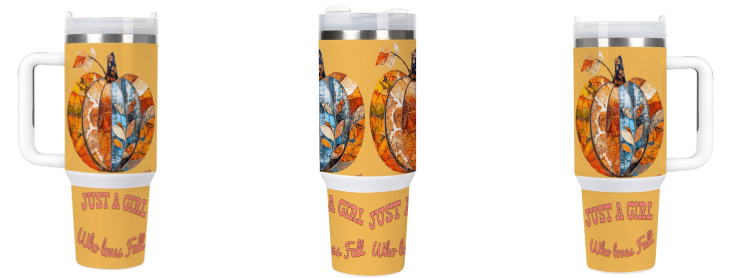 Just a Girl Who Loves Fall Pumpkins 40oz Stainless Steel Insulated Tumbler with Handle and Lid