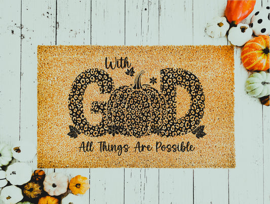 With God All Things Are Possible Fall Outdoor Bristle Doormat