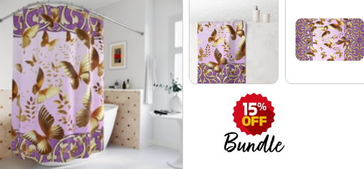 Golden Butterflies Bathroom Decor Bundle