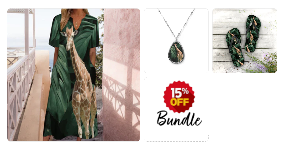 Green Giraffe Midi Dress Outfit Bundle