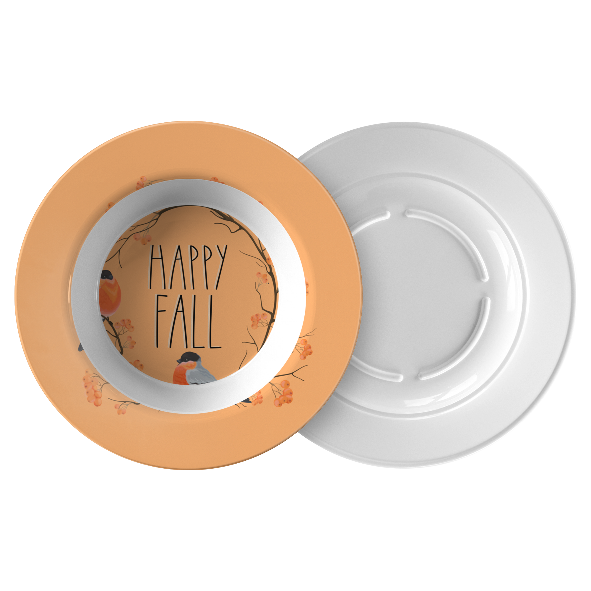Happy_Fall_Polymer_Bowl_with_Orange_Bird_Flat_Combo_Mockup.png