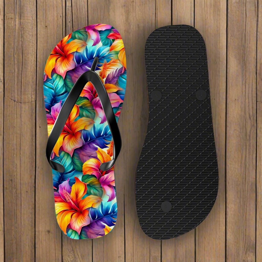 Tropical Hibiscus 🌺  Flip Flops 🩴 Beach Shoes