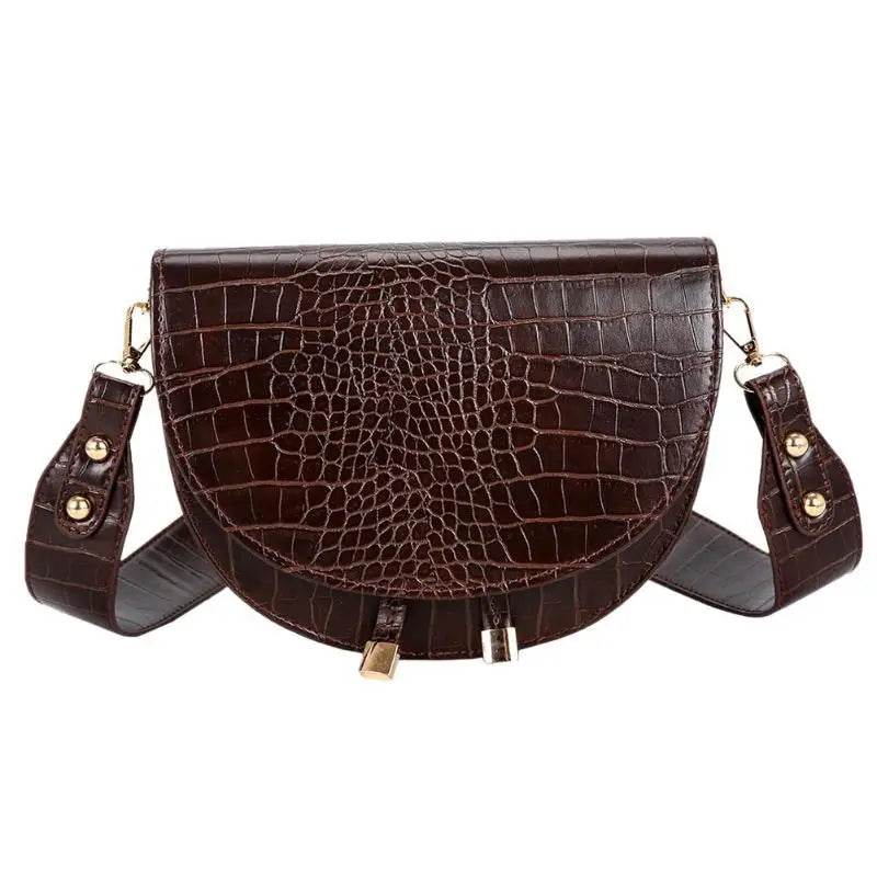 Luxury Crocodile Pattern Crossbody Bags for Women Half Round Messenger Bag PU Leather Handbags Shoulder Bag sac main femme