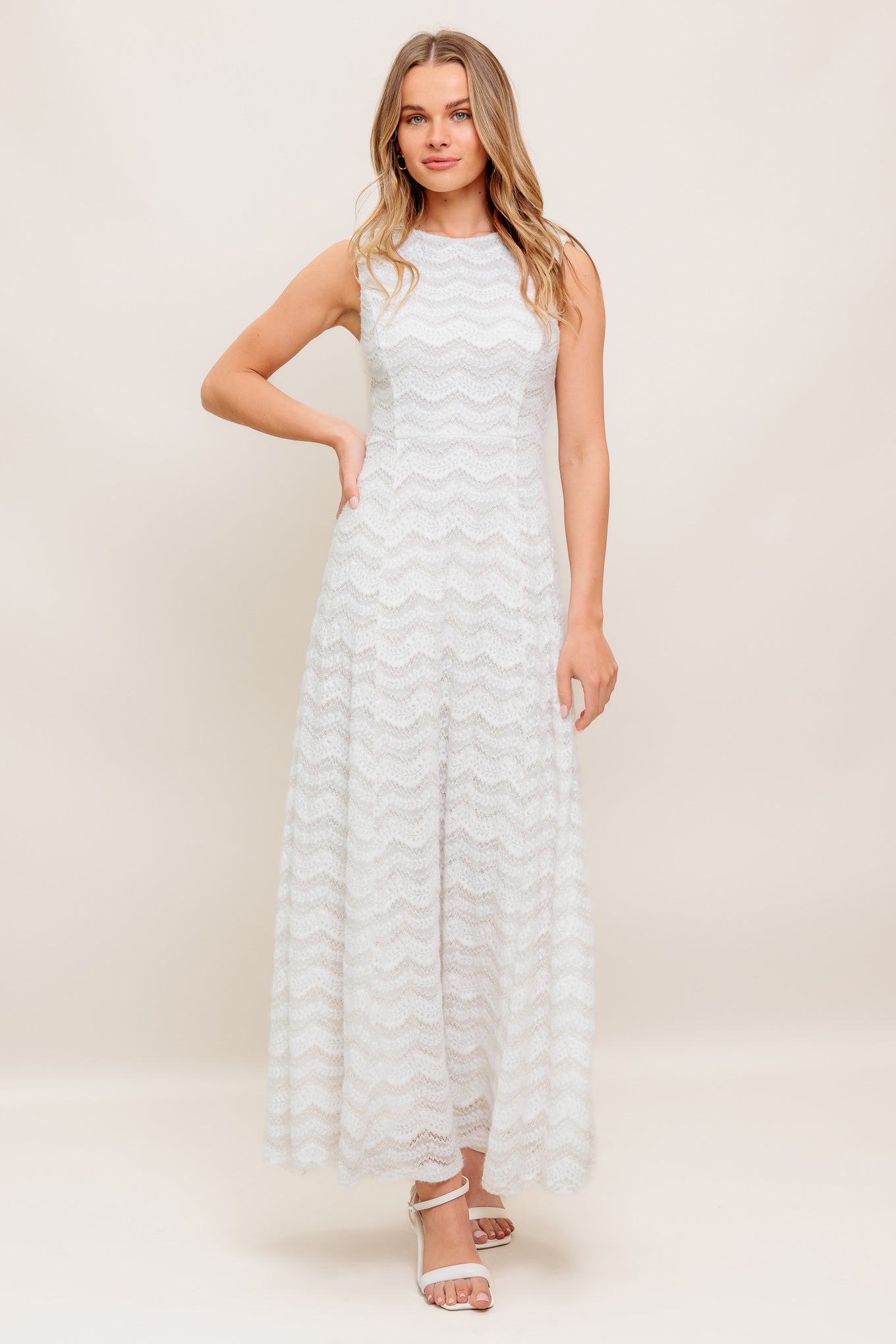 Heartfelt Cream Woven Lace Ankle Dress