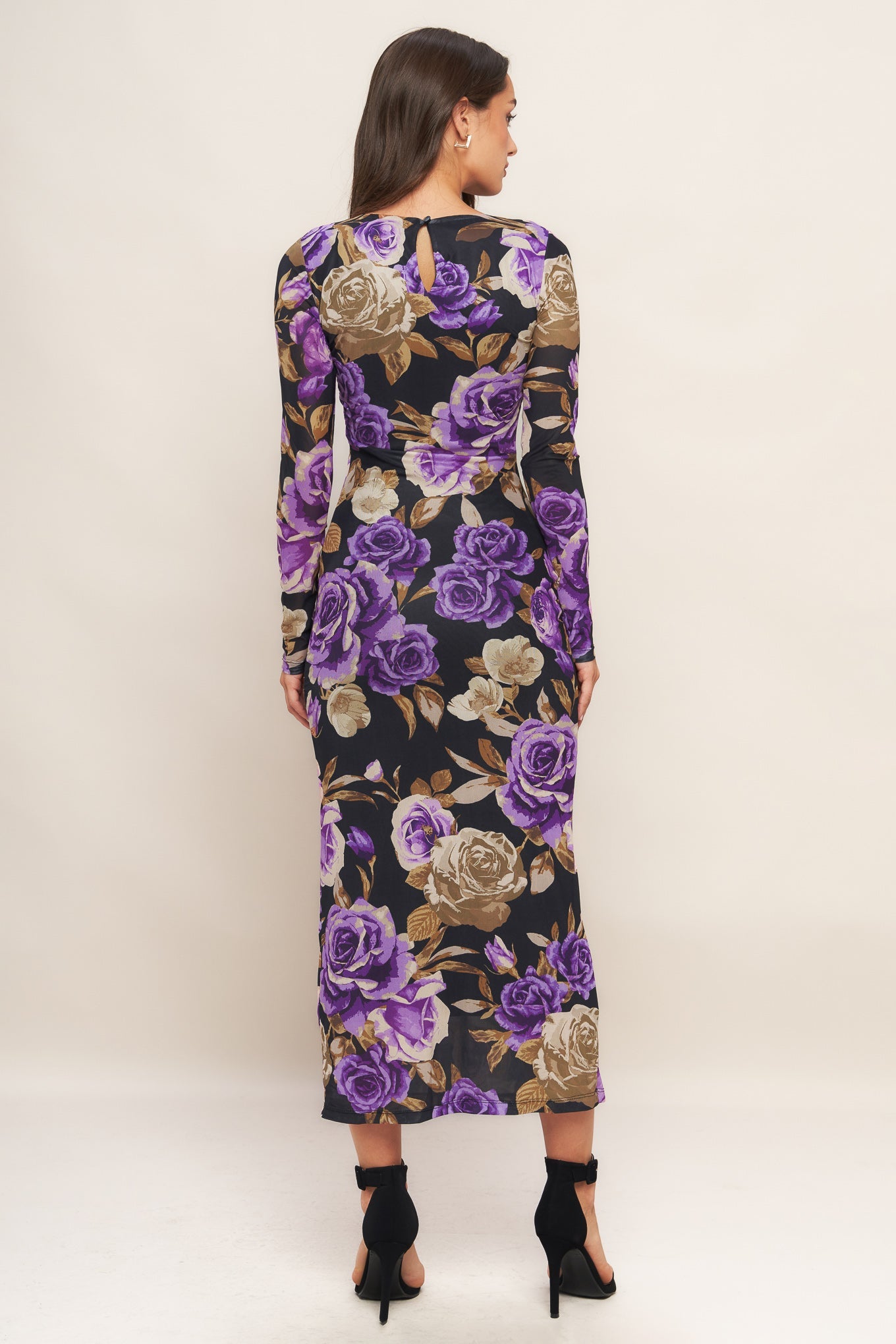 Violet Embrance Power Mesh Midi Dress