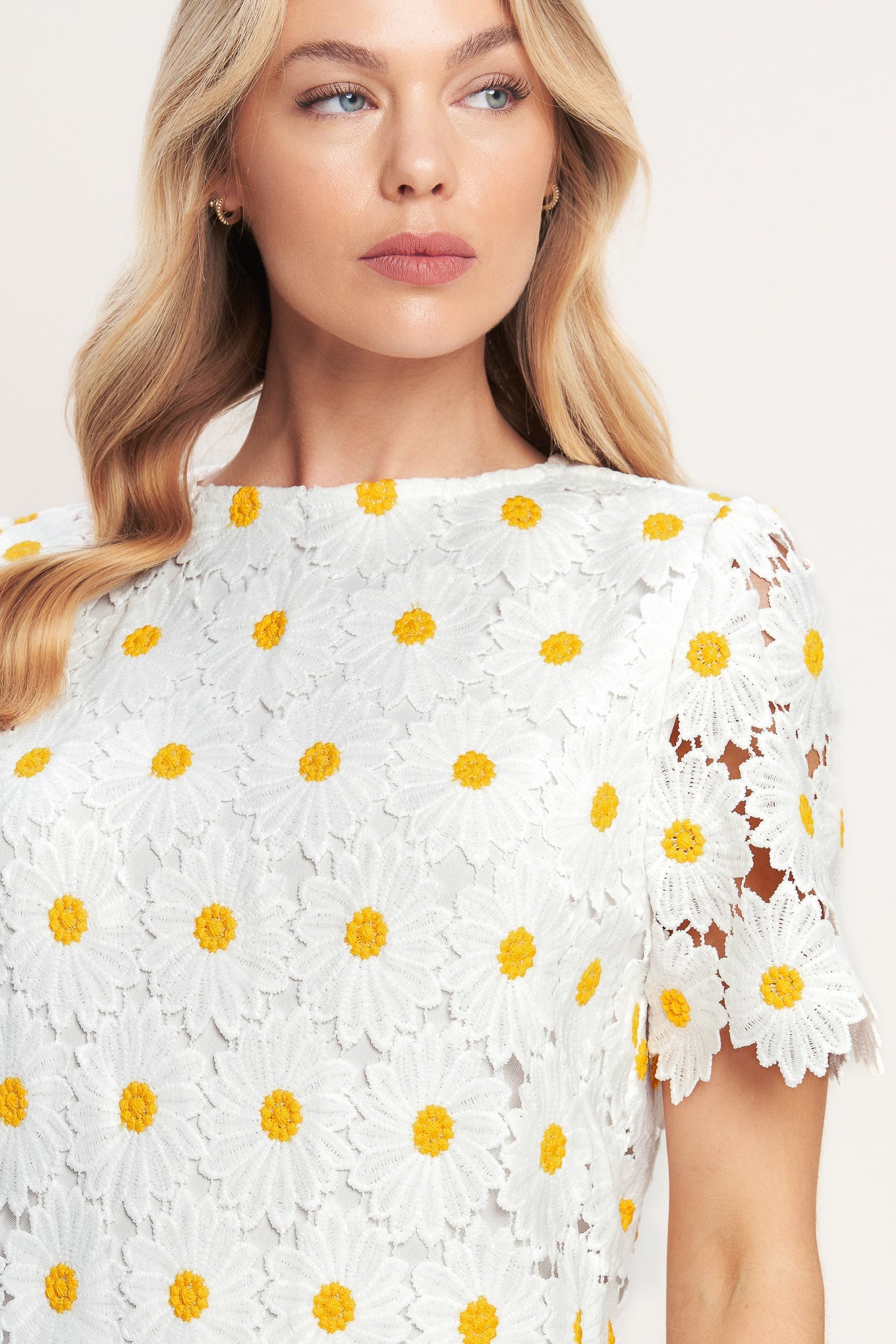 DAISIES AND DAYDREAMS WOVEN LACE MINI DRESS