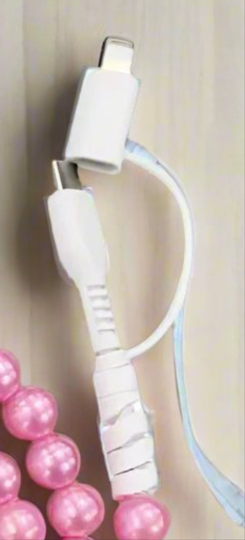 Pink Pearl Cord Mobile Phone Charger