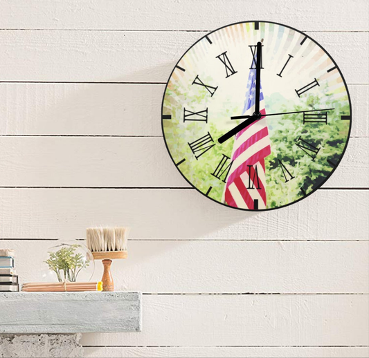 Highlighted American Flag Wall Clock (Made in USA)