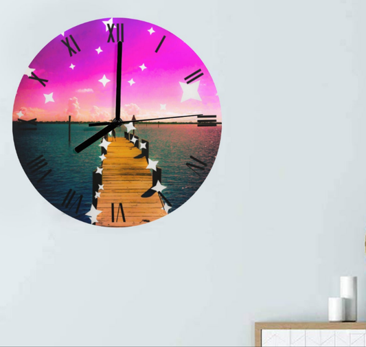 Starry Dock on the River Personalized Wall Clock(Made in USA)