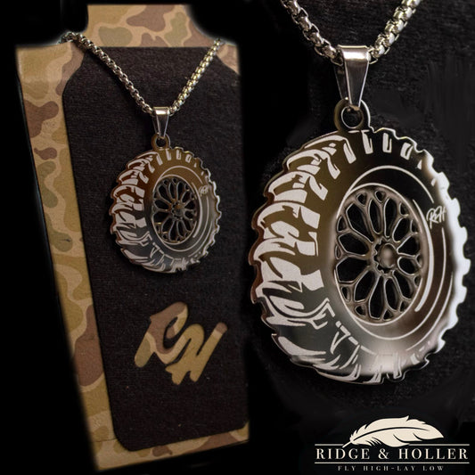 Wheel- Stainless Steel Necklace and Pendant