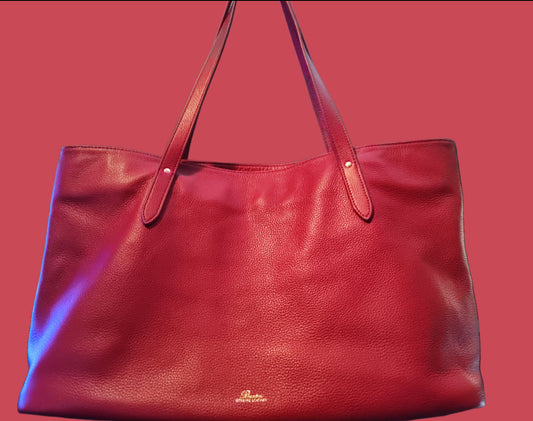 Bruxton Genuine Leather Large Red Shoulder Bag
