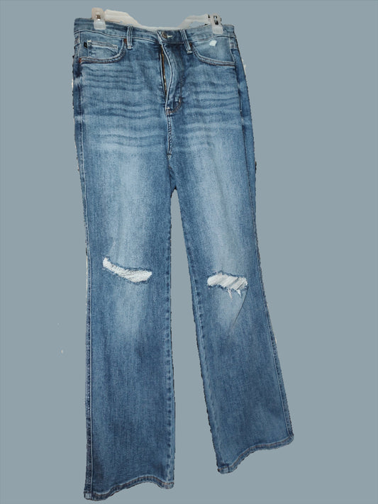 Judy Blue Bree Ripped and Distressed Straight Leg Jeans - size 11