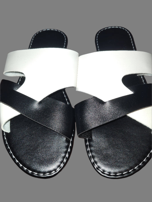 Women's Black & White Sandals