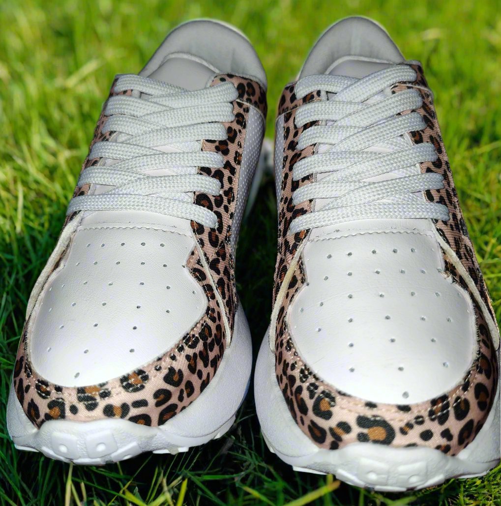 Women's Gold Star Leopard Print Sneakers