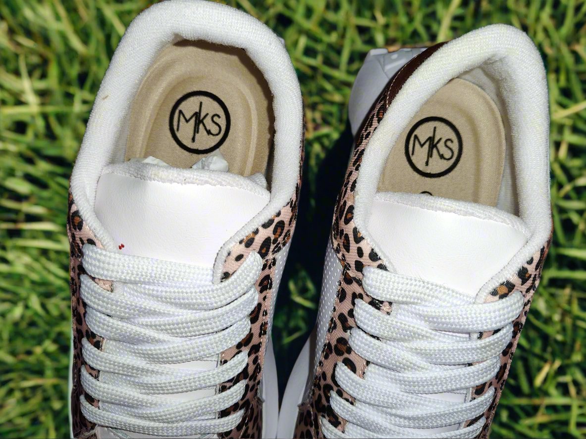 Women's Gold Star Leopard Print Sneakers