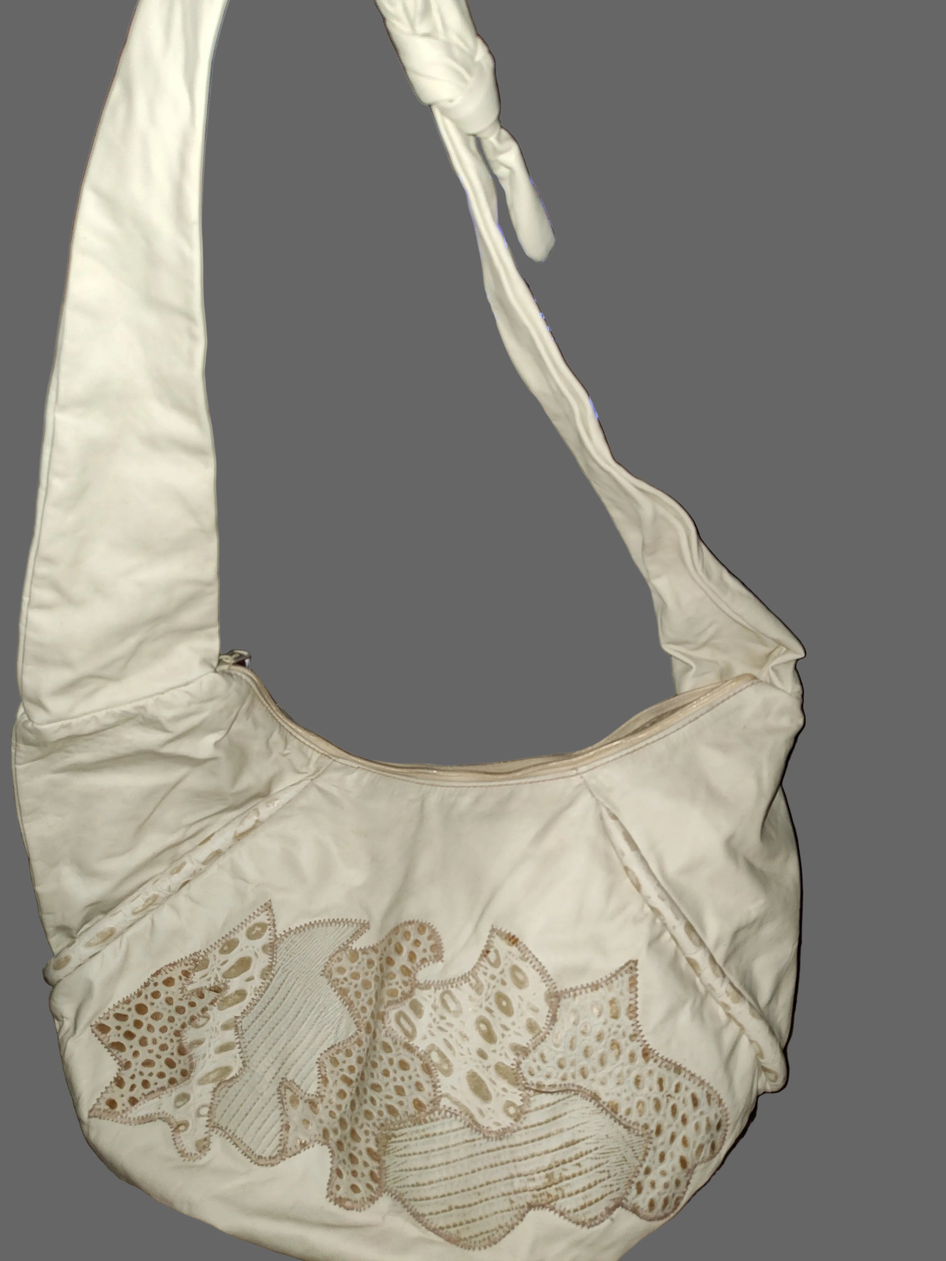Chabs Genuine Leather Vintage Off White Hobo Handbag