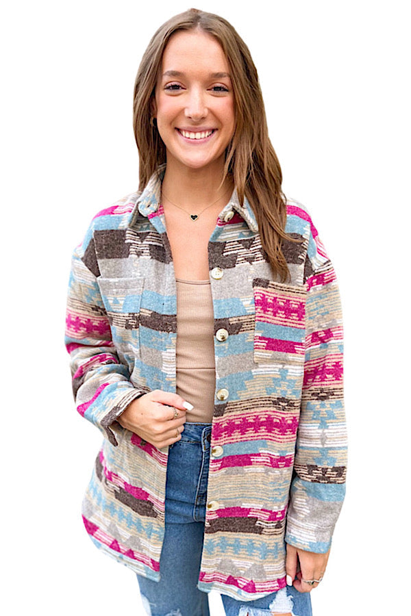 Women's Western Sienna Multicolored Shacket Jacket