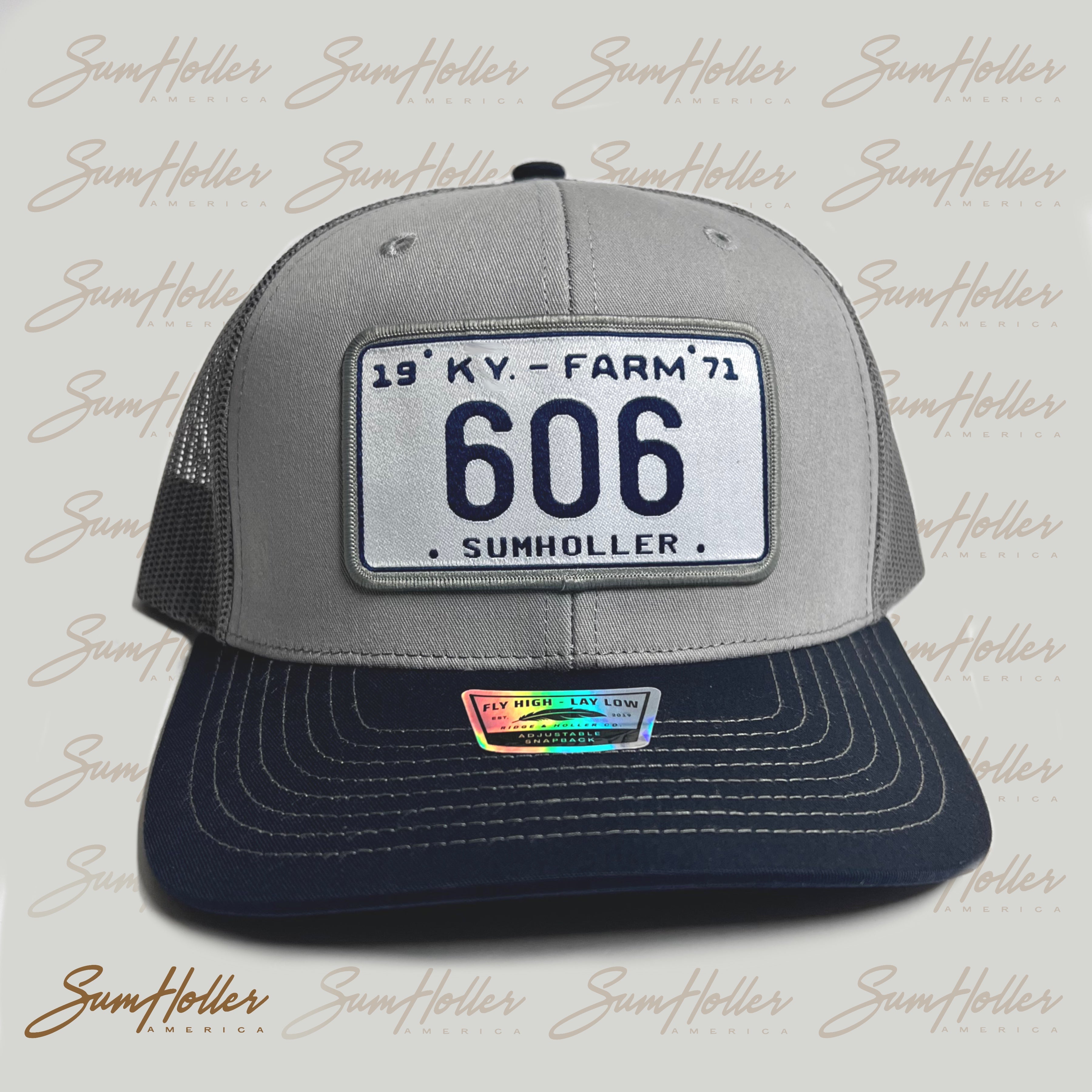 606 Area Code Plate Gray Cap