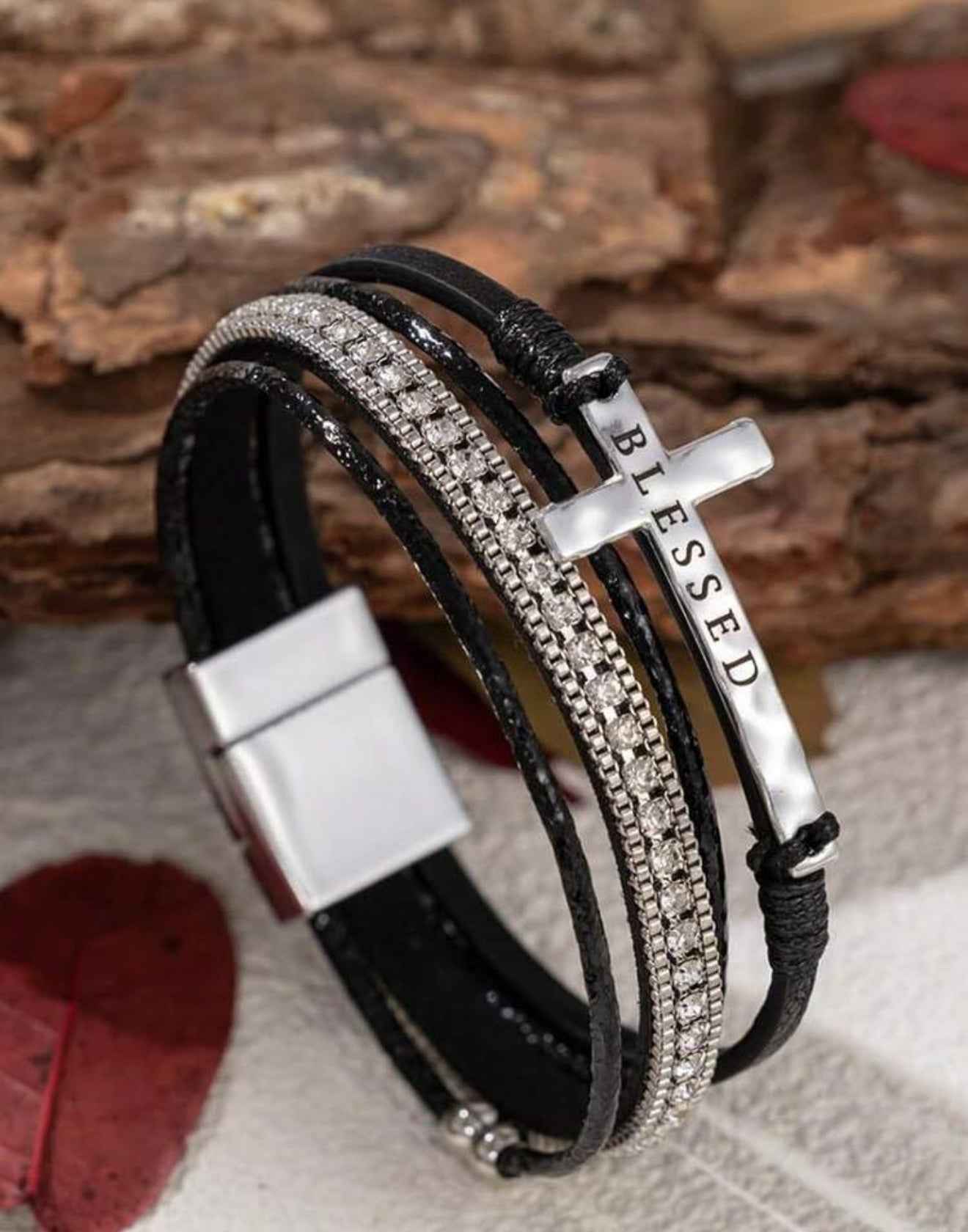 Beautiful Black Blessed Cross Bracelet