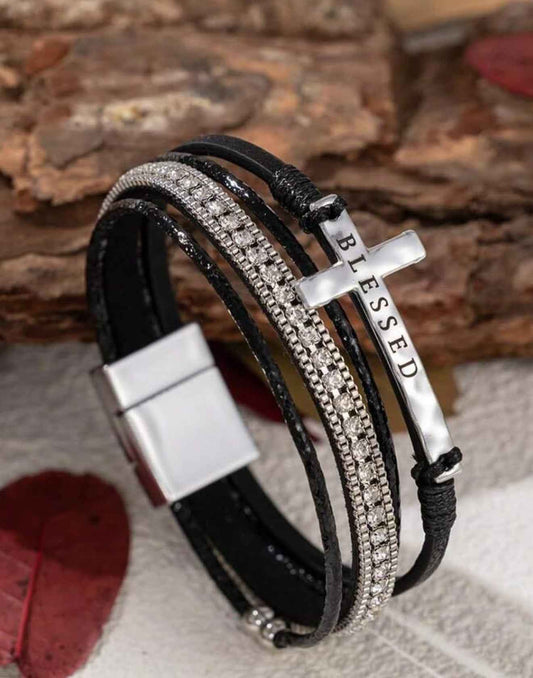Beautiful Black Blessed Cross Bracelet