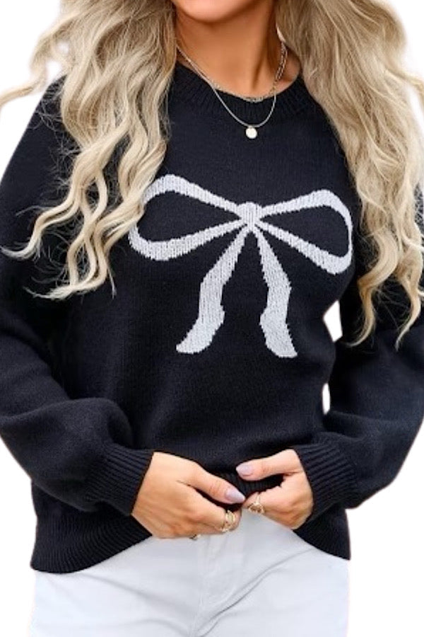 Women's Ella Black Bow Sweater