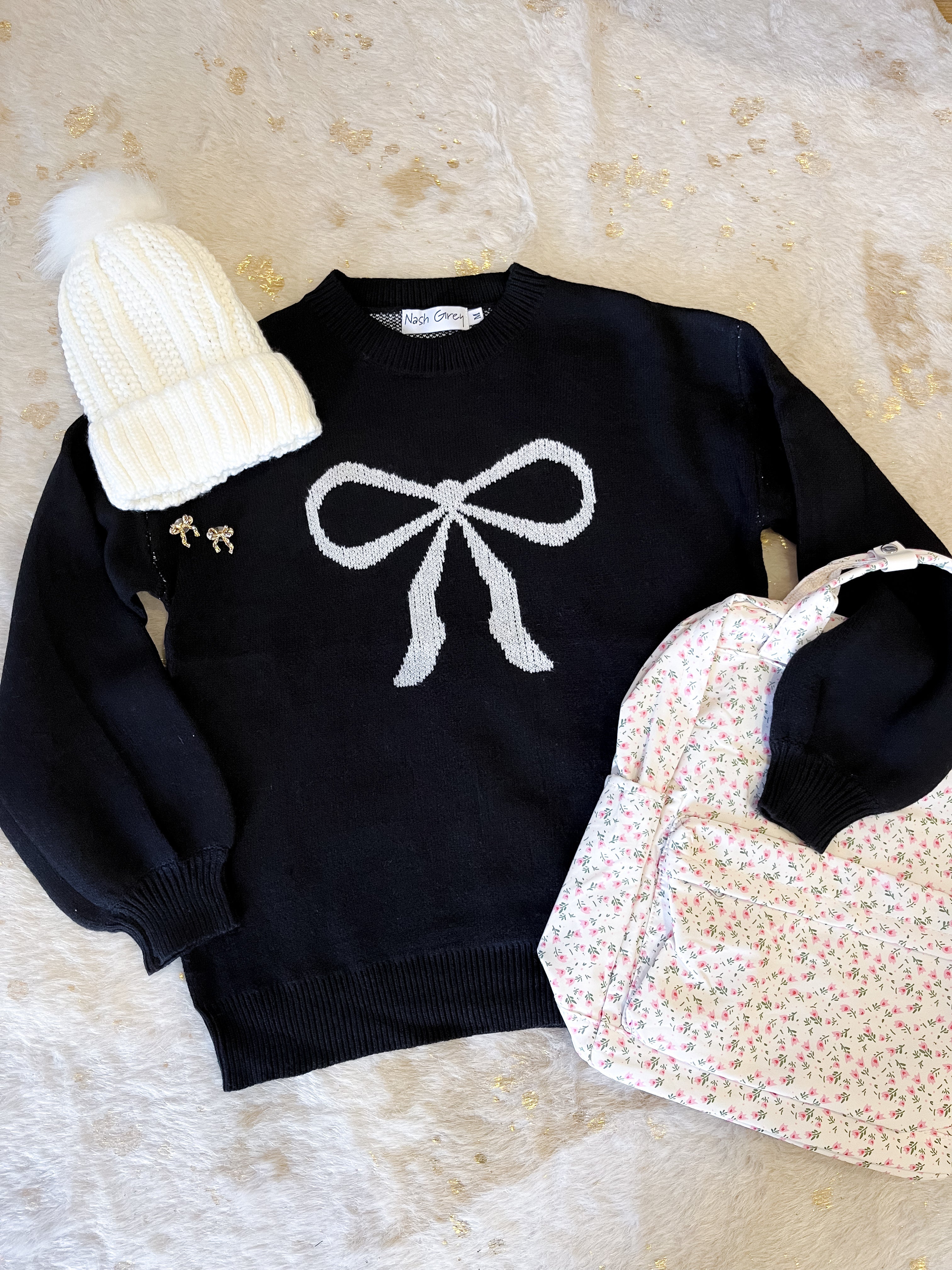 Women's Ella Black Bow Sweater