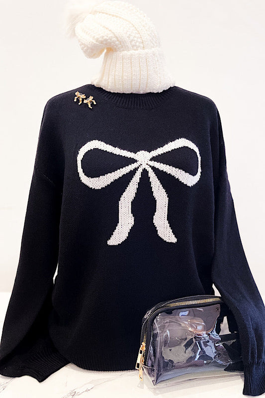 Women's Ella Black Bow Sweater