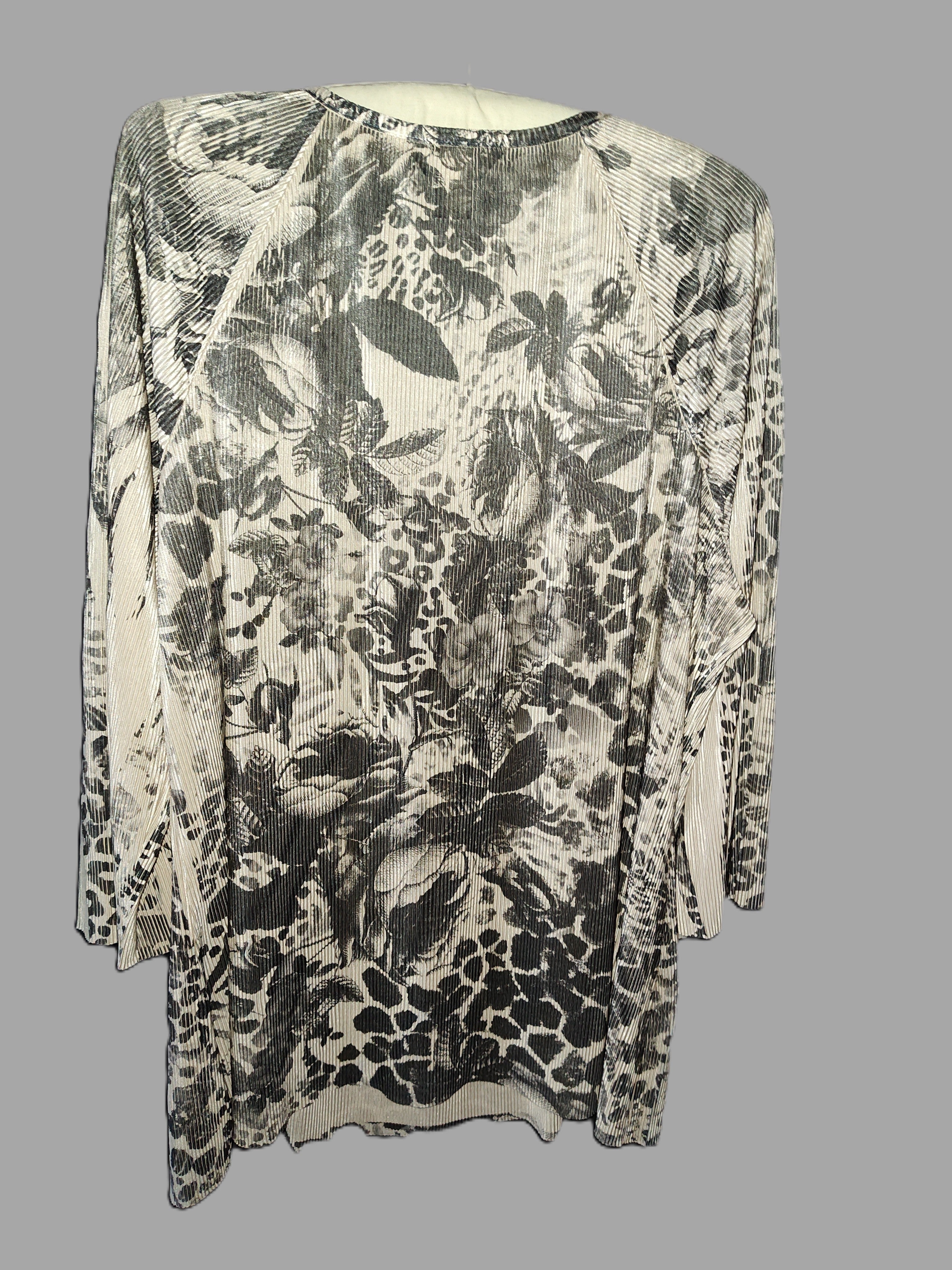 Christopher & Banks Tan & Black Floral Long Sleeve Shirt - size Large