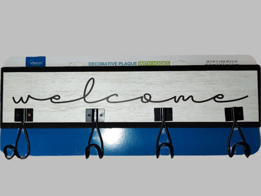 Decorative Plaque Welcome Sign Wall Hanging with Hooks