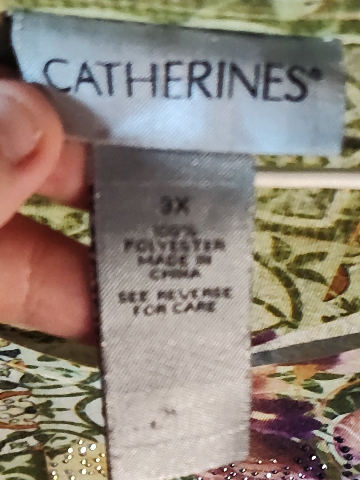 Catherine's Purple Floral 3/4 Sleeve Top - size 3XL