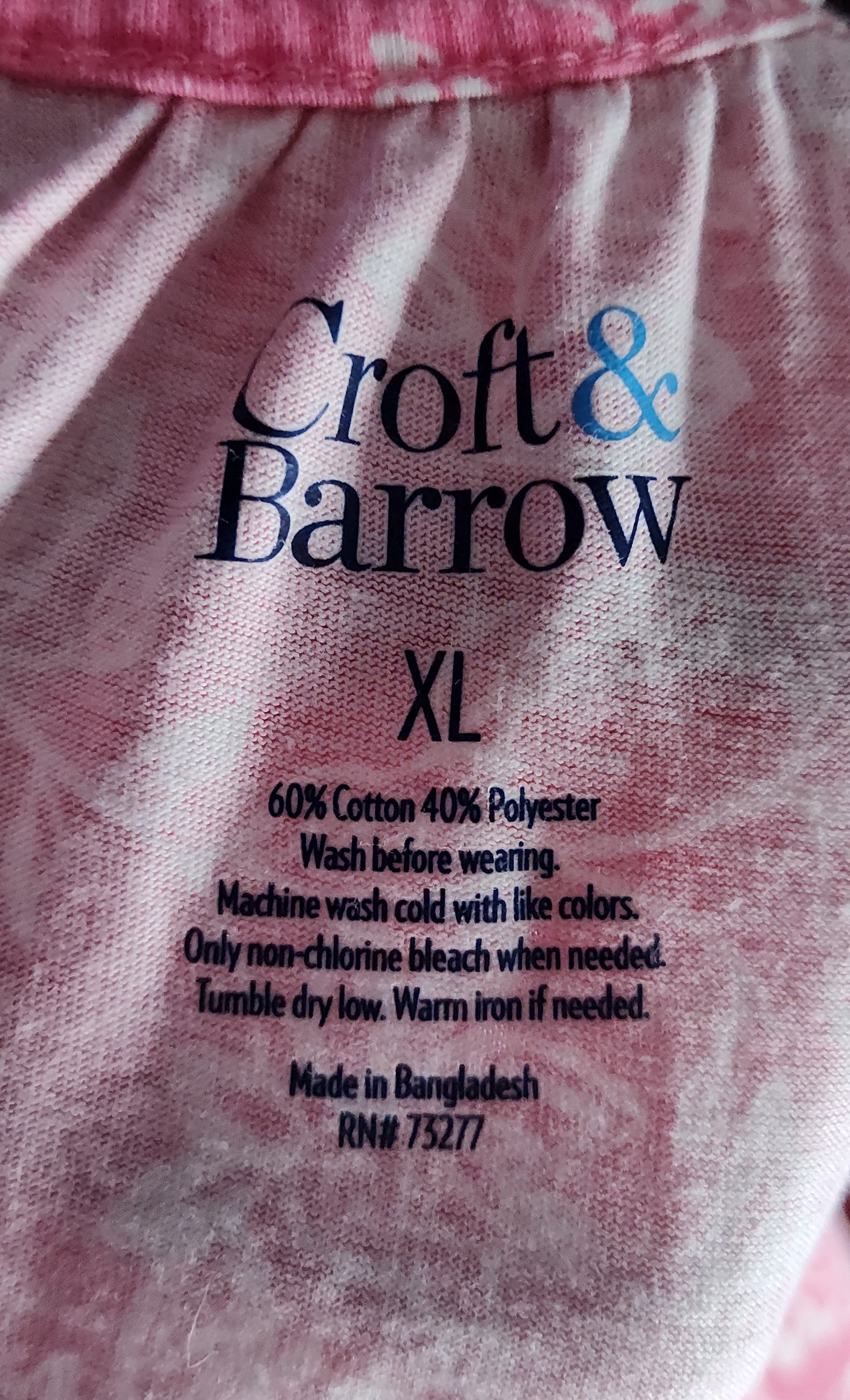 Croft and Barrow Pink Floral Short Sleeve Shirt - size XL