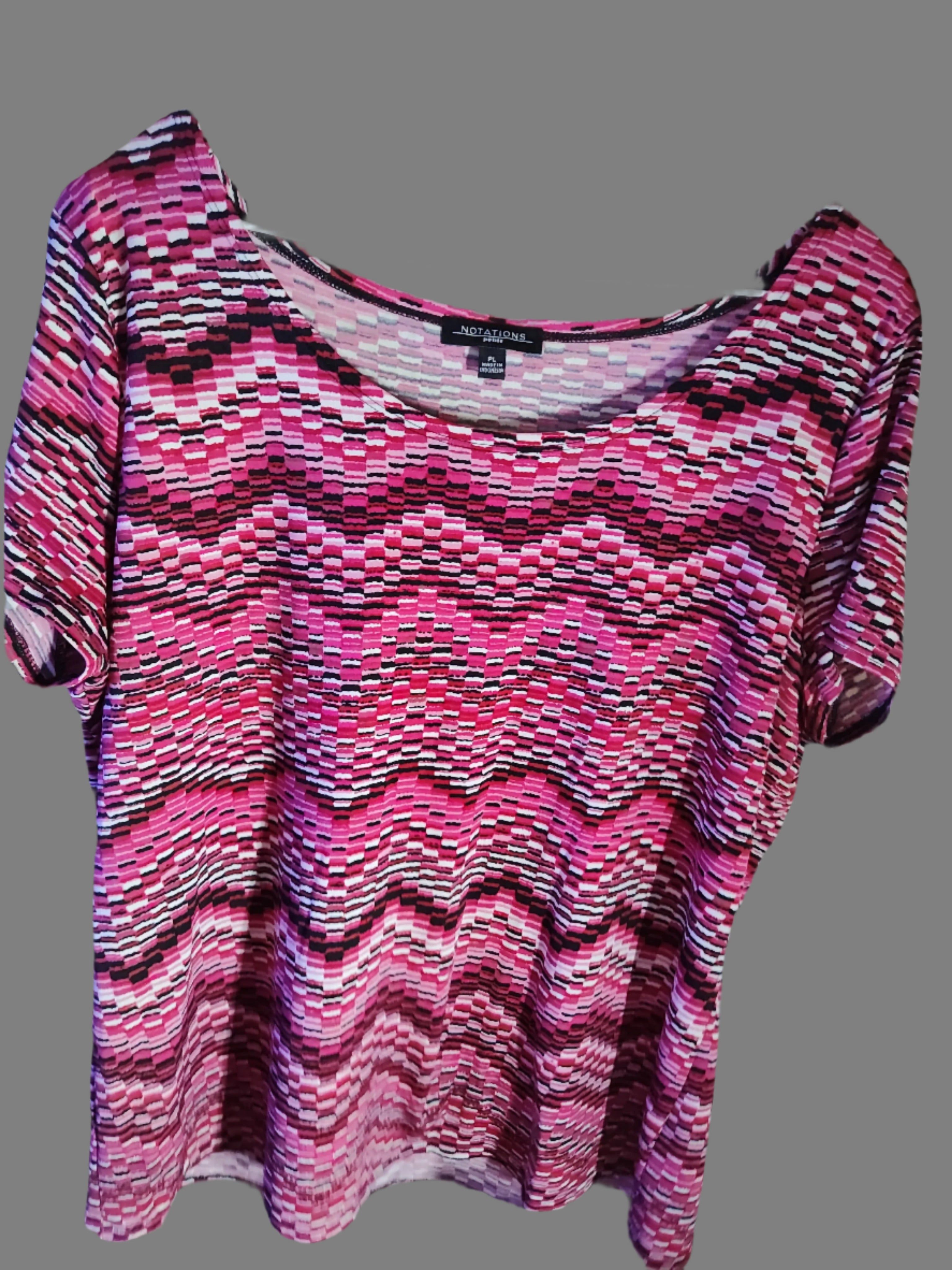 Notations Red Zigzag Pattern Shirt - Size L